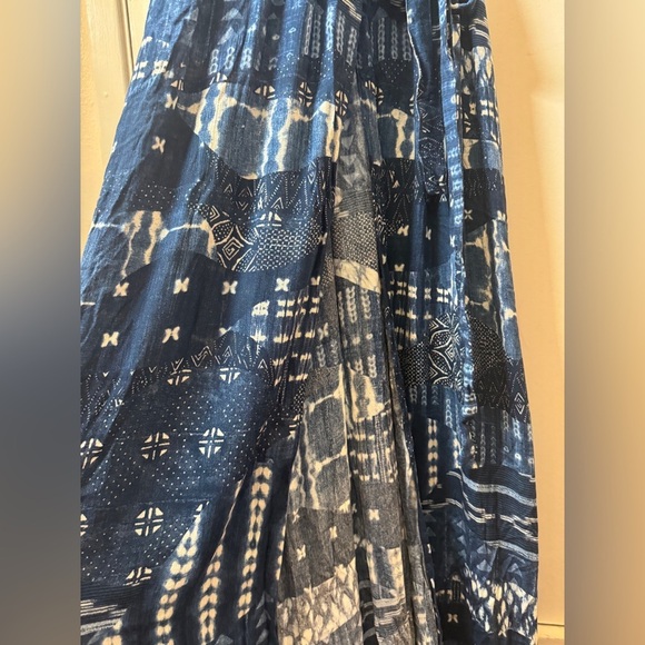 NWT Tysa Garbo Indigo Seas Blue White Patchwork Print Maxi Wrap Dress Size 2 - Picture 7 of 14